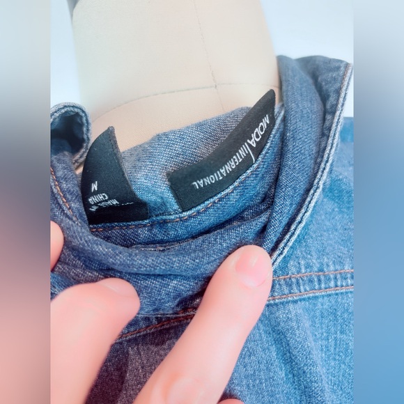 Moda International Long Denim Shirts Dress Size Medium - Picture 10 of 13